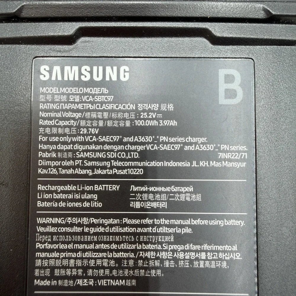 Genuine Samsung 280W BESPOKE Jet AI Battery VCA-SBTC97 Tested